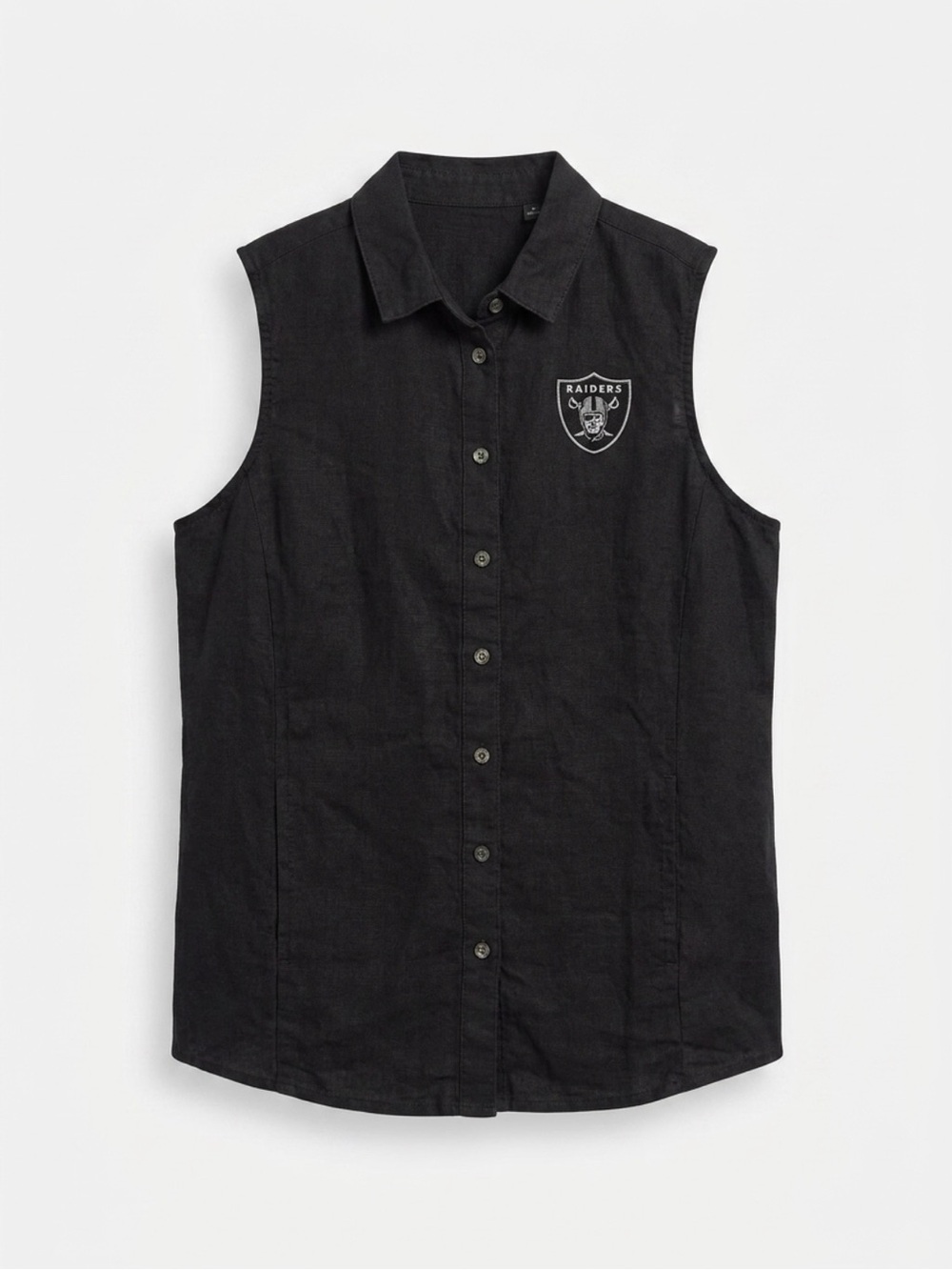Tommy Bahama NFL Las Vegas Raiders Black Linen Shirt Women's L/G - Picture 3 of 14